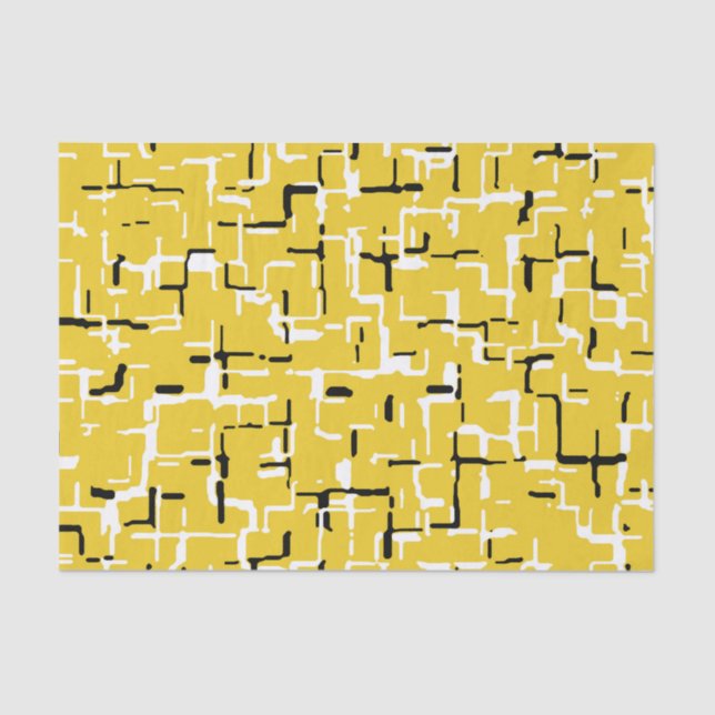 Papier Mousseline Jaune noir blanc Motif moderne (Recto)