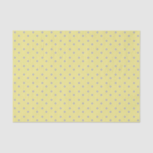 Papier Mousseline Jaune pâle avec Pois gris (Recto)