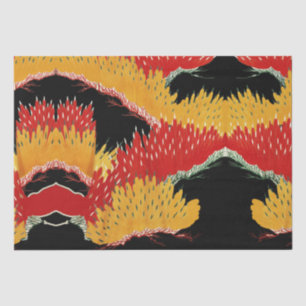 PAPIER MOUSSELINE JAUNE ROUGE JAUNE ABSTRAIT JAPONAIS FLORAL