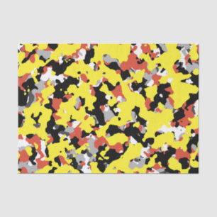 Papier Mousseline Jaune Rouge Noir Gris Camouflage Camo Fête