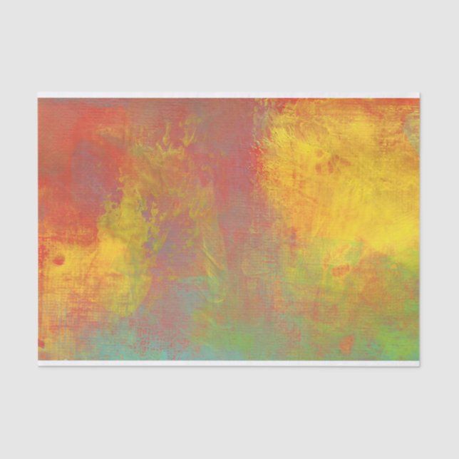 Papier Mousseline Jaune Soleil Orange Vert Rustique Grunge Abstrait (Recto)