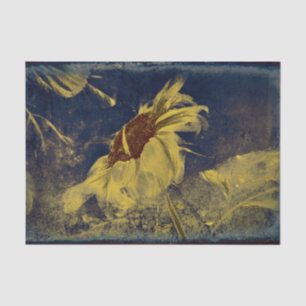 Papier Mousseline Jaune Tournesol Bleu Croquis Art Antique Vintage