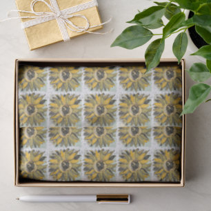 Papier Mousseline Jaune Tournesol Vert Noir Style Aquarelle Art