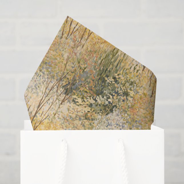 Papier Mousseline Jaune Vert Brun Arbres   (Sac cadeau)