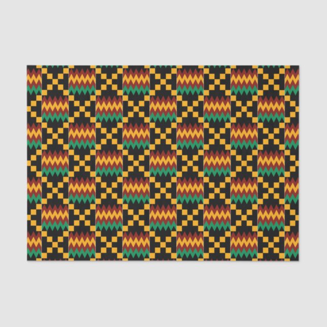 Papier Mousseline Jaune, Vert, Rouge, Noir Kwanzaa Kente Cloche (Recto)