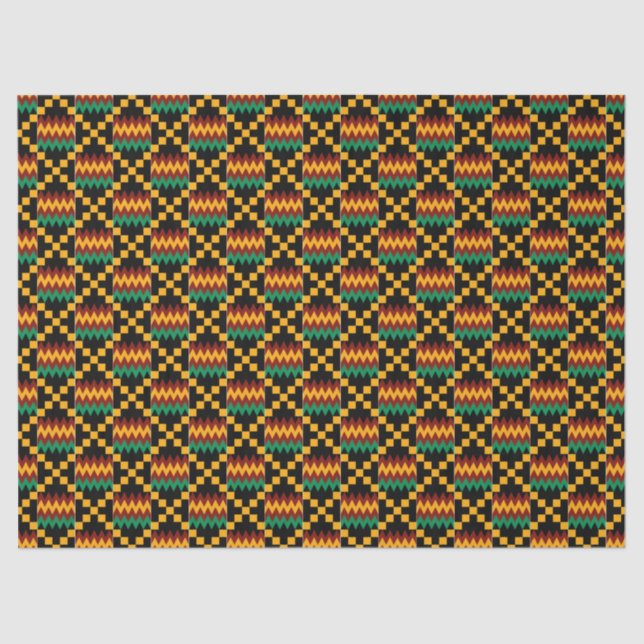 Papier Mousseline Jaune, Vert, Rouge, Noir Kwanzaa Kente Cloche (Recto)