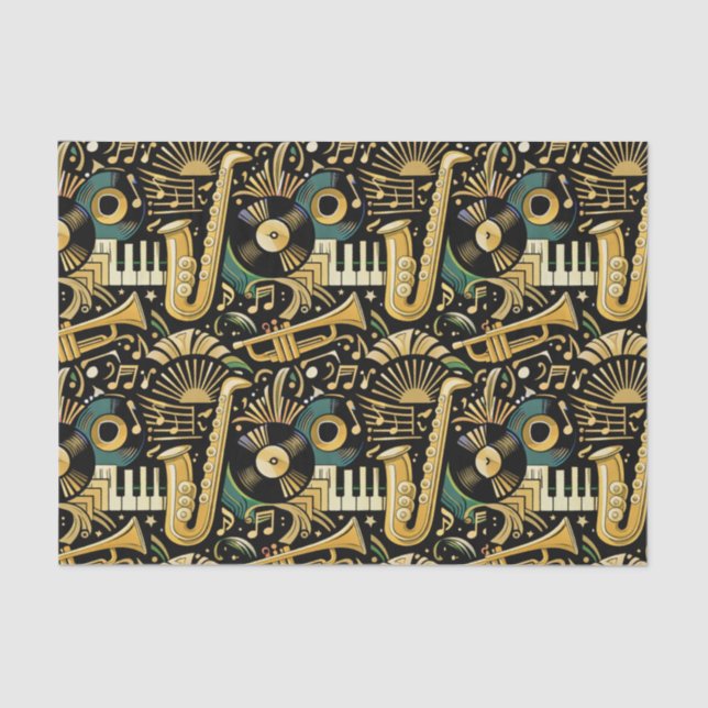 Papier Mousseline Jazz Age Music Pattern (Recto)