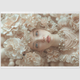 Papier Mousseline Jazz Era Lady avec Floral Casquette Decoupage