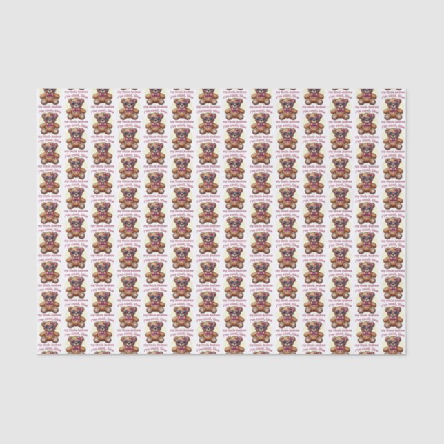 Papier Mousseline Je suis Cool Teddy Bear avec Pink Bow personnalisa (Recto)
