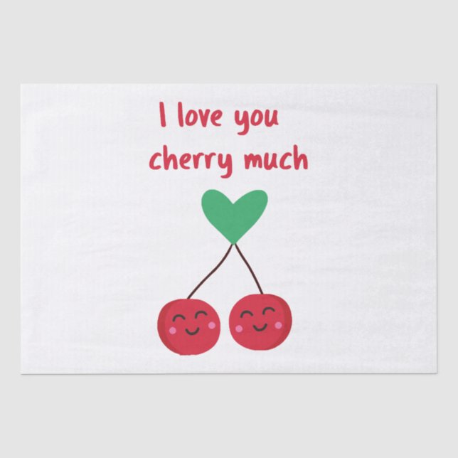 Papier Mousseline Je t'aime beaucoup Cherry Valentine (Recto)