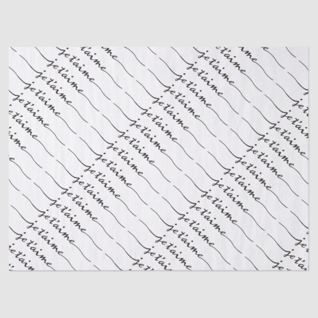 Papier Mousseline je t'aime - Je t'aime en français - noir (Recto)