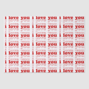 Papier Mousseline Je t'aime triple typographie rouge Les Cadeaux de