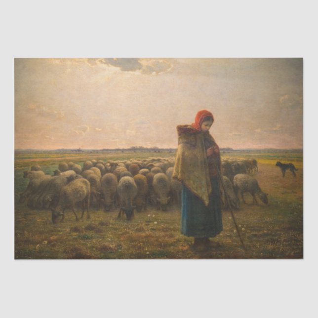 Papier Mousseline Jean-Francois Millet - Berger et troupeau 1863 (Recto)