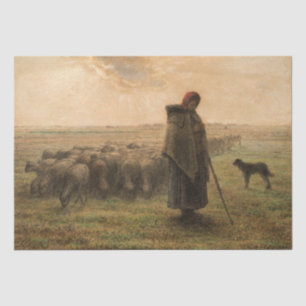 Papier Mousseline Jean-Francois Millet - Berger et troupeau 1865