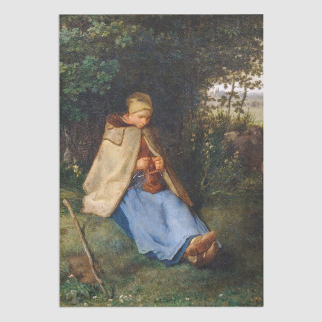Papier Mousseline Jean-François Millet - Le Knitter (Créateur téléchargé)