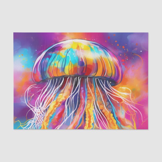 Papier Mousseline Jellyfish colorée Art abstrait (Recto)