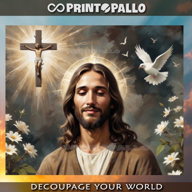 Papier Mousseline Jésus-Christ prie pour la Terre Mère avec les colo (Créateur téléchargé)
