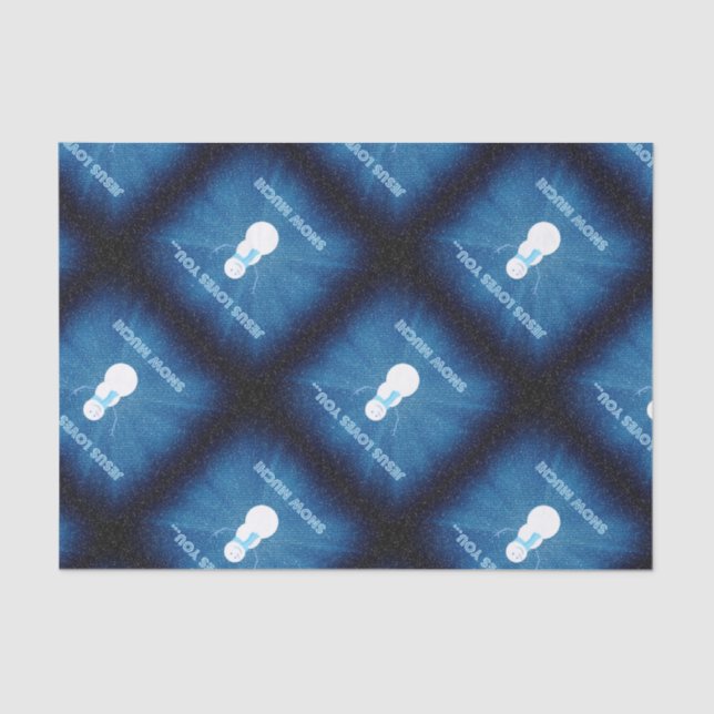 Papier Mousseline Jésus T'Aime Beaucoup De Neige ! Christian Snowman (Recto)