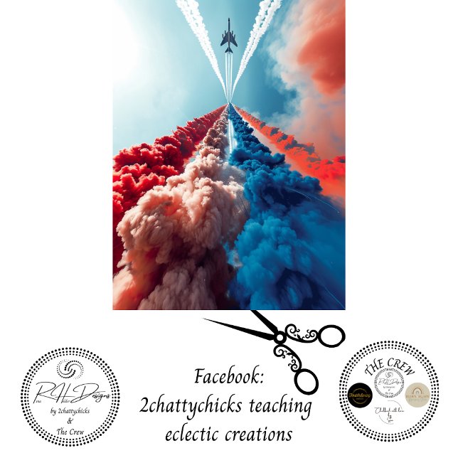 Papier Mousseline Jet Smoke Trails Red White Blue Decoupage (Créateur téléchargé)