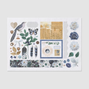 Papier Mousseline Jeu de coupes Fussy Ephemera Bleu Pretty