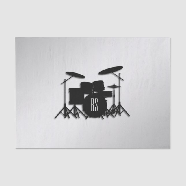 Papier Mousseline Jeu de tambour Monogramme Argent (Recto)