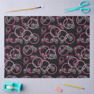 Papier Mousseline Jeu vidéo Neon Rose Girls Motif