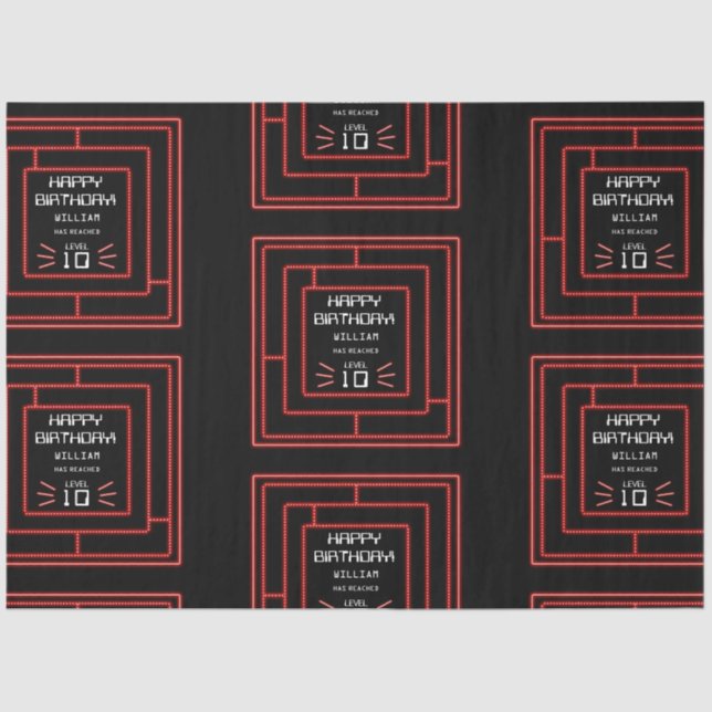 Papier Mousseline Jeu vidéo Retro Arcade Neon Anniversaire de enfant (Recto)