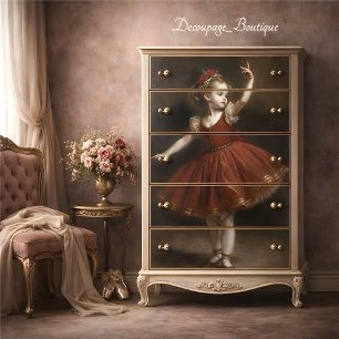 Papier Mousseline Jeune ballerine vintage en tutu rouge découpage