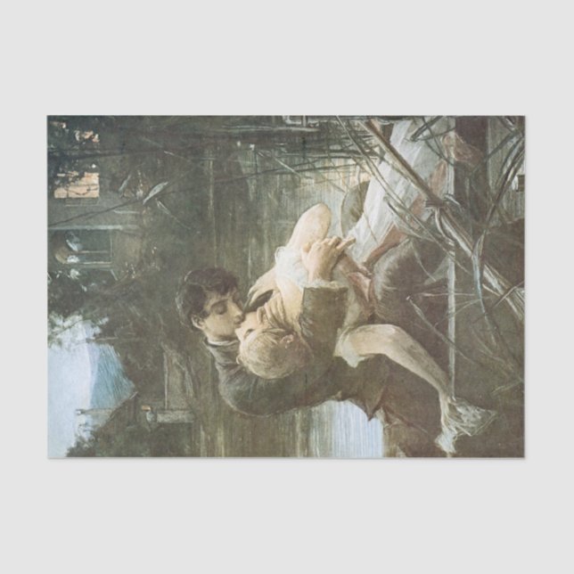 Papier Mousseline Jeune couple amoureux (baiser en bateau) (Romance) (Recto)