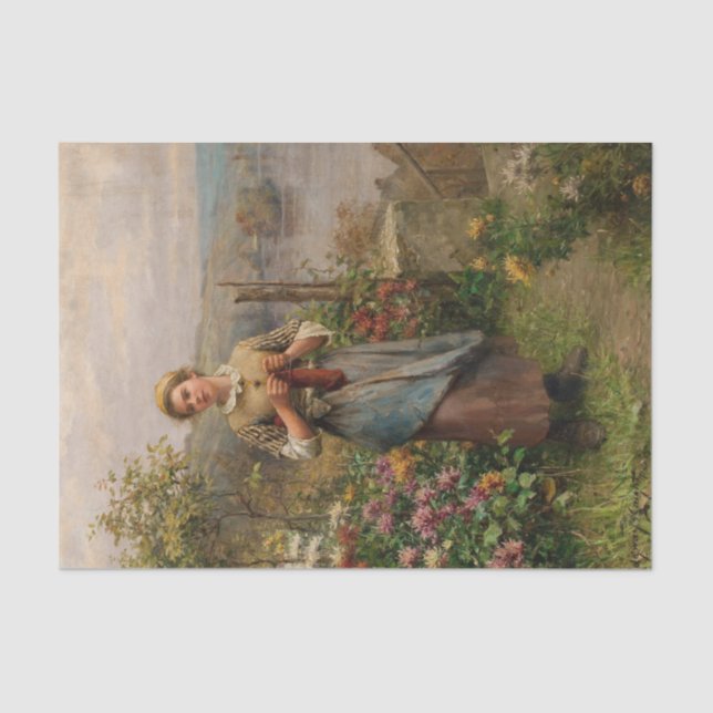 Papier Mousseline Jeune femme Tricot par Daniel Ridgway Knight (Recto)