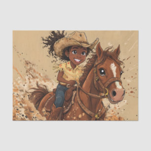Papier Mousseline Jeune fille souriante chevauchant son cheval