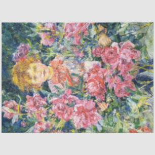 Papier Mousseline Jeune garçon aux fleurs de pivoine rouge (par Robe