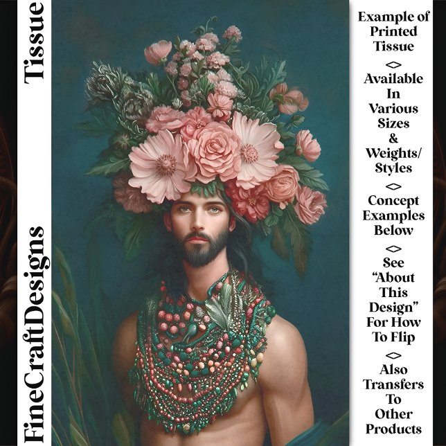 Papier Mousseline Jeune homme, Fleurs, Berries, Foliage CQ9 Découpag (Créateur téléchargé)