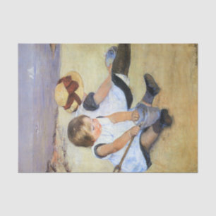 Papier Mousseline Jeunes enfants jouant sur la plage (Mary Cassatt)