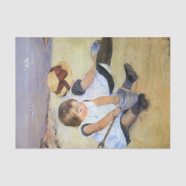 Papier Mousseline Jeunes enfants jouant sur la plage (Mary Cassatt) (Recto)