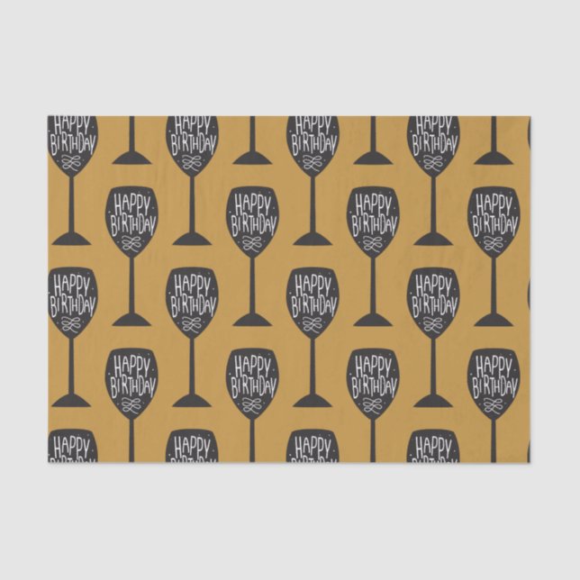 Papier Mousseline JEUX ANNIVERSAIRE VIN VERRE moderne Personnalisé (Recto)