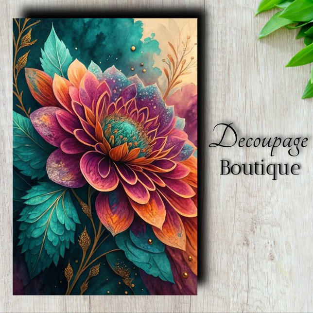 Papier Mousseline Jewel Dahlia Découpage (Jewel Dahlia Decoupage Tissue Paper)
