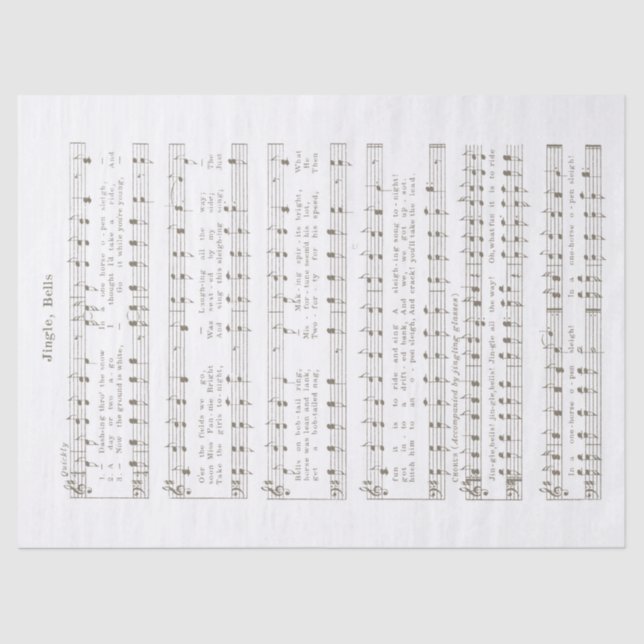 Papier Mousseline Jingle Bells Tissu de vacances et papier de découp (Recto)