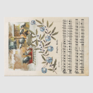 Papier Mousseline Jingle Cloches Partition Musique Cheval Sleigh Hol