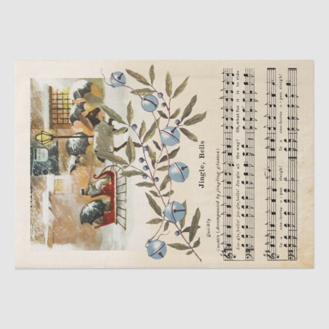 Papier Mousseline Jingle Cloches Partition Musique Cheval Sleigh Hol (Recto)