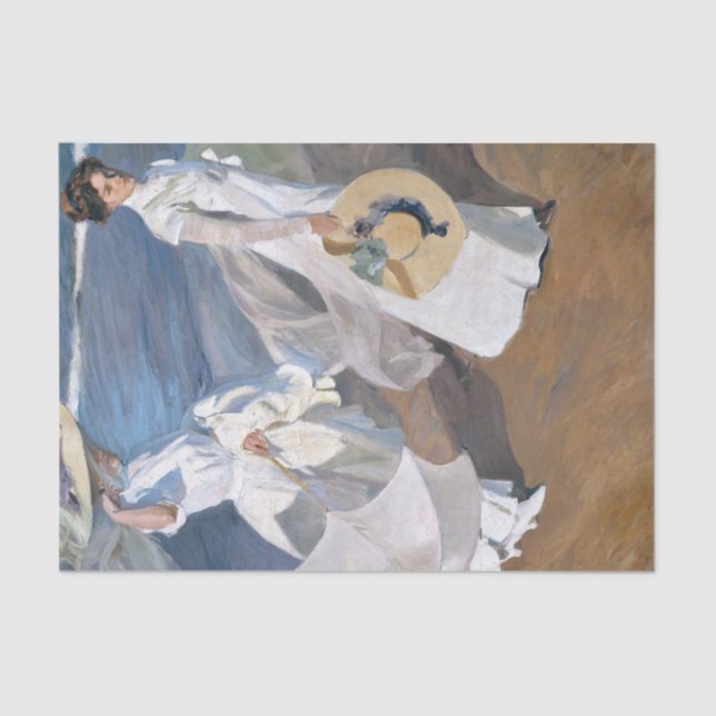 Papier Mousseline Joaquin Sorolla - Femmes marchant sur la plage (Recto)