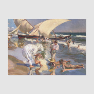 Papier Mousseline Joaquin Sorolla - Valencia Beach by Morning Light
