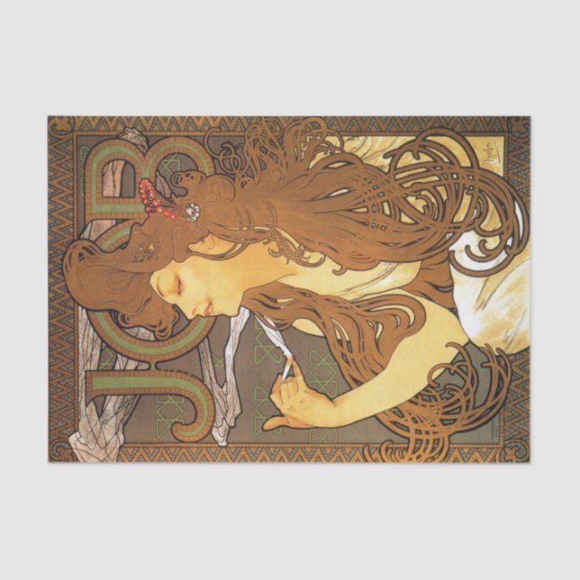 Papier Mousseline Job par Alphonse Mucha Tissue Paper (Recto)