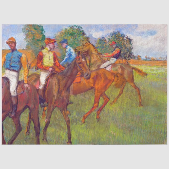 Papier Mousseline Jockeys et chevaux de course, Edgar Degas (Recto)