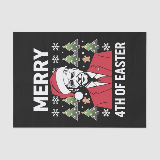 Papier Mousseline Joe Biden Noël Père Noël Chapeau Joyeux 4e Pâques (Recto)