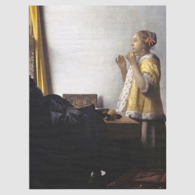 Papier Mousseline Johannes Vermeer - Jeune femme avec collier perle (Créateur téléchargé)