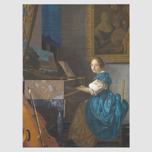 Papier Mousseline Johannes Vermeer - Lady assise à une virginale (Créateur téléchargé)