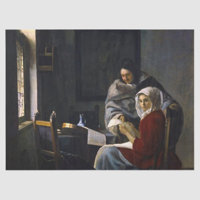 Papier Mousseline Johannes Vermeer - Une fille interrompue à sa musi (Recto)