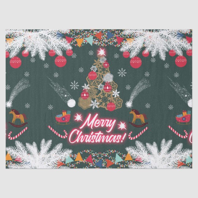 Papier Mousseline Joie à feuillage persistant de Noël (Recto)