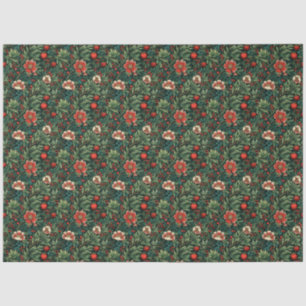 Papier Mousseline Joie Florale Française : Noël Rouge et Vert
